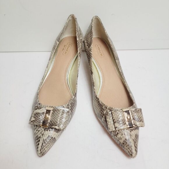 NEW Coach Mandy Kitten Heel Snakeskin Embossed Leather Pumps SIZE 8 - Picture 4 of 11